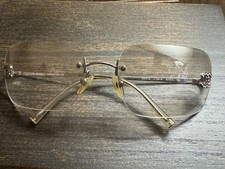 Chanel CC Crystal Logo Silver Clear Rimless Sunglasses Pre-Owned