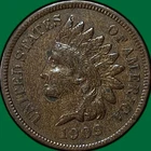 1909 Indian Head Cent Choice Very Fine VF+ Coin, Cleaning #34003