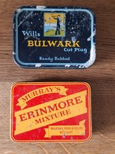 Vintage Murray’s Erinmore Mixture & Wills Bulwark Cut Plug Tobacco Tins