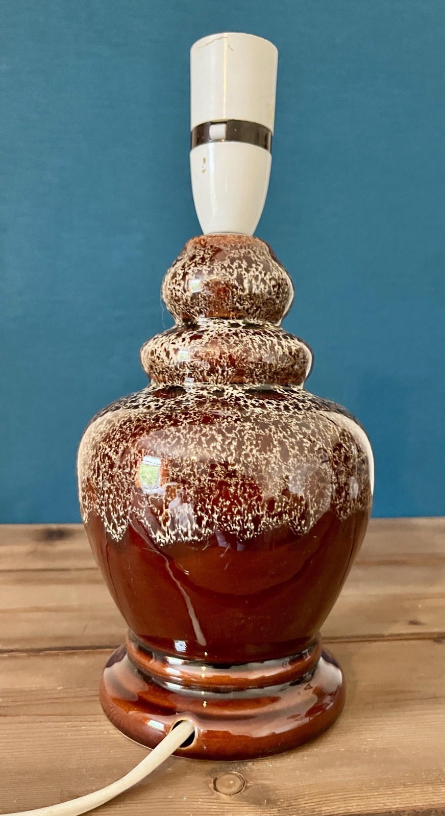 Vintage Brown Drip Glaze Ceramic Table Lamp Base Retro Fat Lava Style 26cm image 8