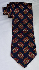 Strathmore by Anderson-Little 100 Silk Tie Navy Geometric Orange/Red Vintage