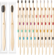120 Pcs Bamboo Toothbrushes Bulk Soft Bristle Individually Wrapped Travel Toothb