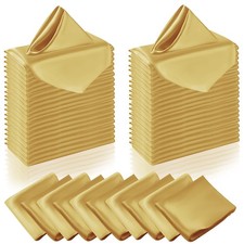 60 PCS Yellow Gold Satin Napkins 20x20 Inch Cloth Soft Wedding Party Banquet