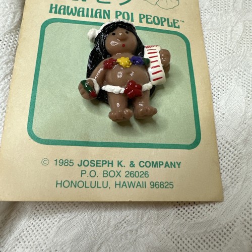 Vintage Hawaiian Poi People 1985 handbemalte Brosche Hawaii OVP - Bild 6 von 6