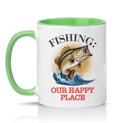 Fishing Our Happy Place Unisex 11 Unzen Keramiktasse Angler Geschenk für Sie & Ihn