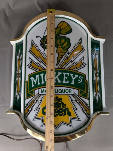 Vtg Mickey's Malt Liquor Bar Sign Light Up 1983 Mean Green Hornet - Picture 12 of 13