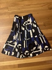 Vtg Ralph Lauren Silk Midi Skirt 10 Bold Y2K Mod Graphic Pleated Retro