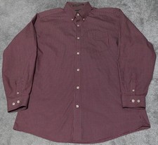 Eddie Bauer Wrinkle Resistant Relaxed Fit Shirt Men's Medium Checked Burgundy