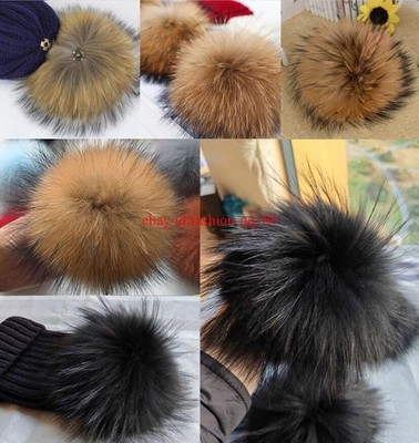 Top 8-19cm Echt Fell Bommel Pelz Pompon Mit Druckknopf DIY für Mütze Wintermütze