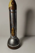 Vintage Silver and Brass Flashlight USA Lantern Torch Works , D Cell