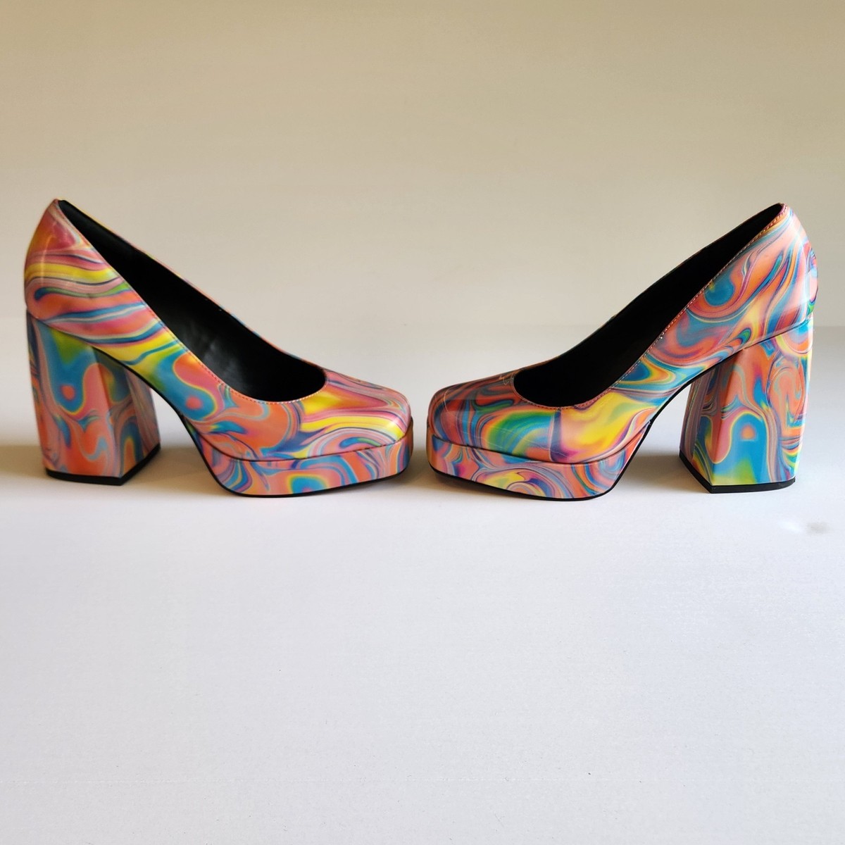 Katy Perry 70s Disco Platform  Shoes Rainbow 8 Costume Vintage Halloween Tie Die View 3
