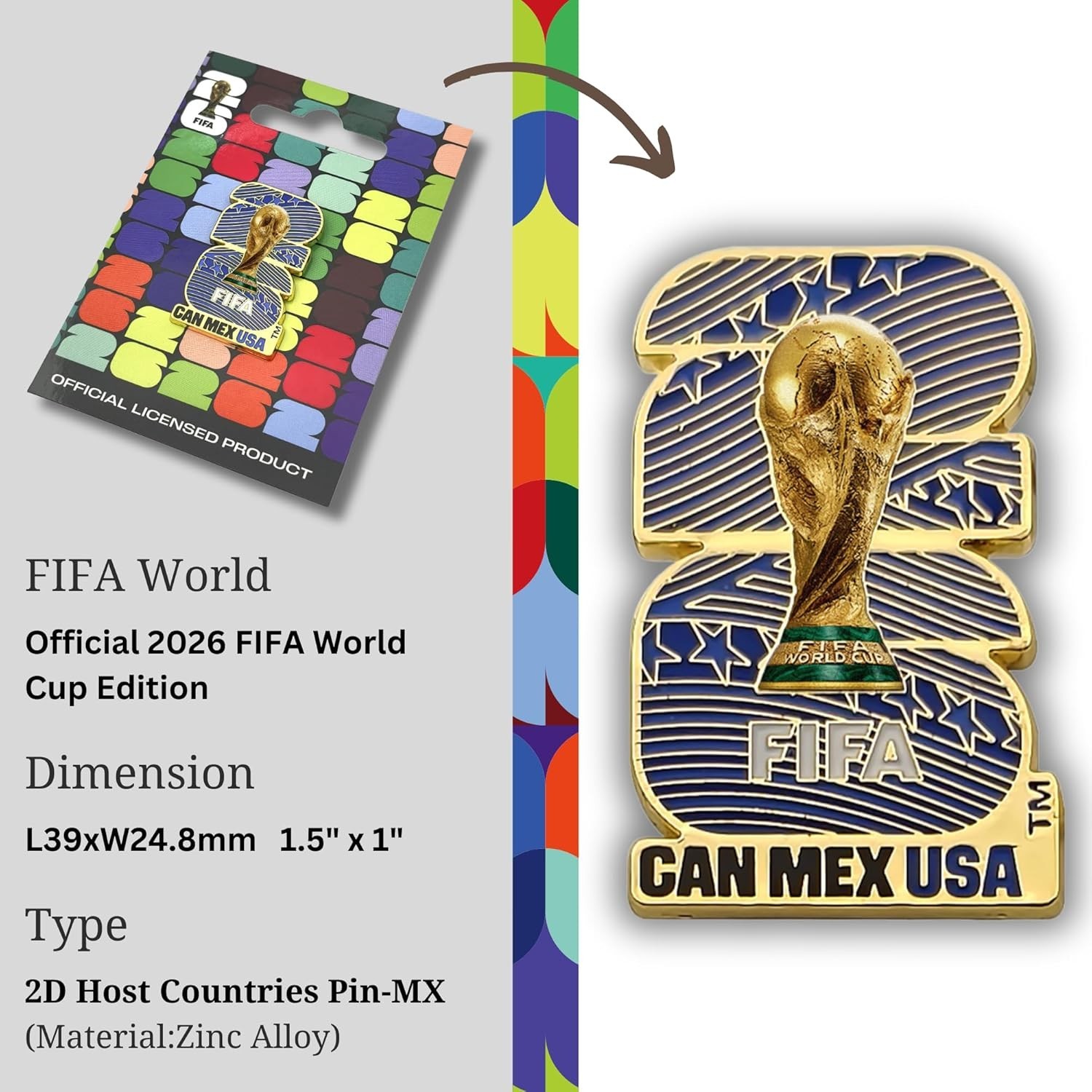 Official FIFA World Cup 2026 Specialty Pin - 1.5 Inch Collectible