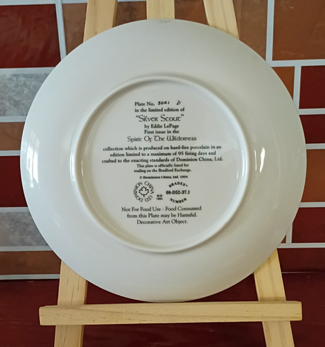 Bradford 1994 Silver Scout Spirit of the Wilderness Wolves Wolf Collectors Plate - Picture 2 of 2