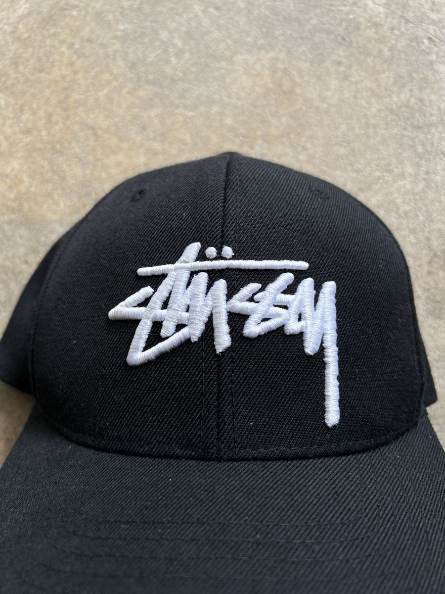 Stussy Logo Snapback Hat Black Wool Embroidered Adjustable | eBay