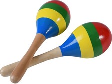 2pcs Wooden Maracas Hand Percussion Rattles Shakers