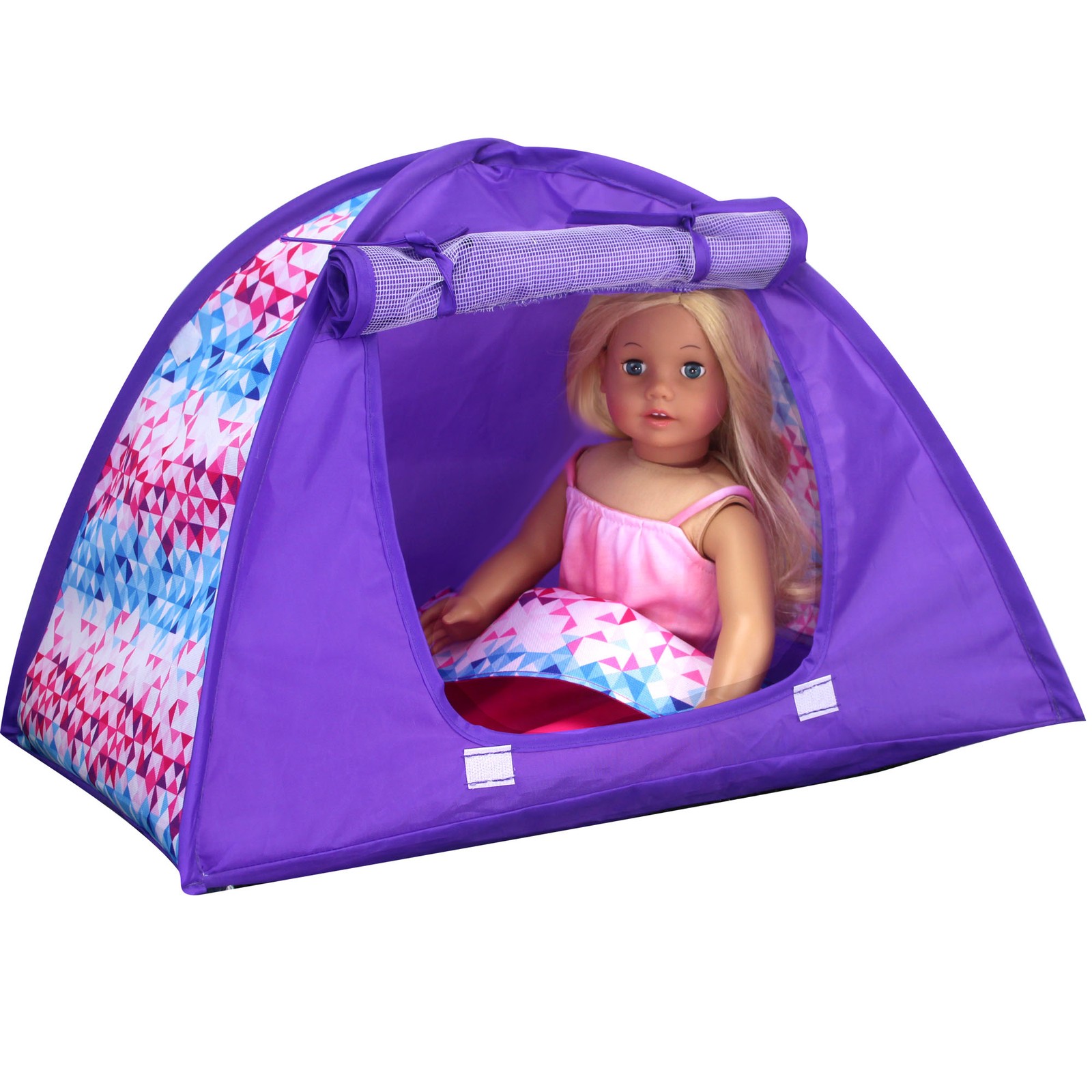Sophia&rsquo;s Tent and Sleeping Bag Set for 18" Dolls, Purple/Pink