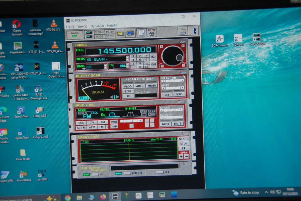 ICOM PCR-1000 Receiver. 10KHz - 1.3GHz. AM/FM/USB/LSB/CW. With PSU And Leads. - Image 3 of 4