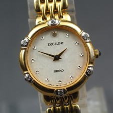 Orologio da donna quasi come nuovo SEIKO Exceline 4N20-0640 oro diamante...