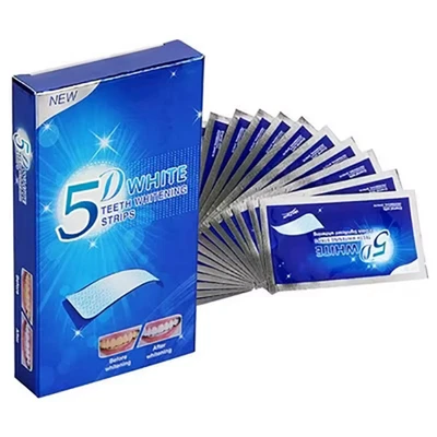 5D WHITE TEETH WHITENING STRIPS PROFESSIONAL UP 2 WEEKS SUPPLY TOOTH BLEACHING SAFE WHITE