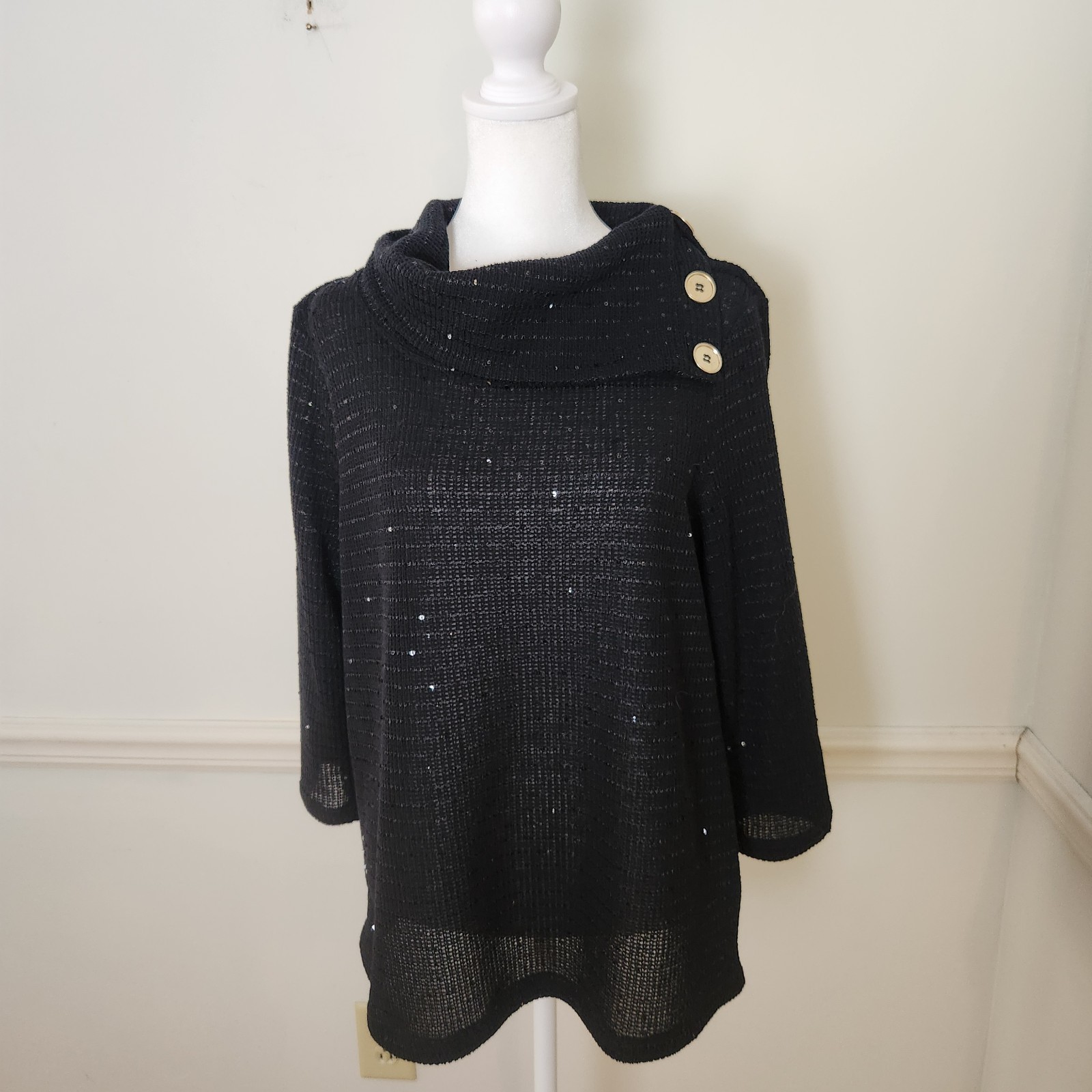 Ruby Rd Sweater Sz Medium Womens Sequin Cowl Neck… - image 1