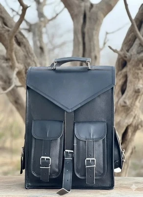 18 " Ziege Tasche Rucksack Vintage Rucksack Schwarz Messenger - Bild 1 von 4