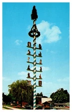 Maypole 12 Hand Carved Crests Frankenmuth MI Postcard AF5