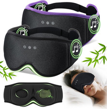LC-dolida 2 Pack Bluetooth Sleep Mask, Bamboo Cotton 3D Blackout Contoured Bluet