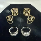 Vintage Lot Of 6 Gold And Silver Tone Costume Jewelry Rings