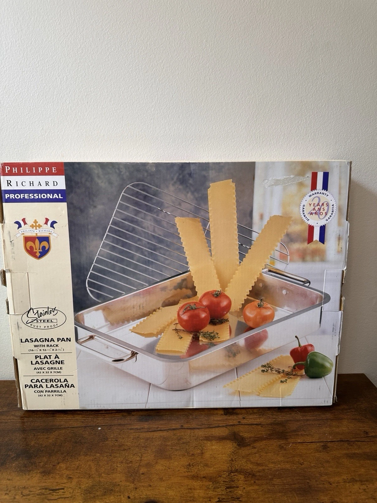 Philippe Richard Professional Stainless Steel Lasagna Pan w/ Roasting Rack -16.5