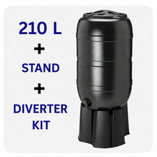 210L Rain Water Collector Barrel Tank with Stand & Diverter Kit for Garden