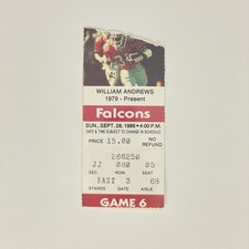 Tampa Bay Buccaneers vs Atlanta Falcons 9/28/1986 NFL Ticket, William Andrews