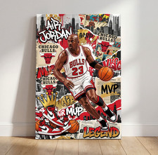 Quadro Pop Art/Graffiti NBA Michael Jordan, Chicago Bulls, vetro acrilico, tela