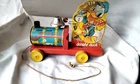 VINTAGE CIRCA 1940 Fisher Price Donald Duck #450 Choo Choo Wood Pull Toy WORKS