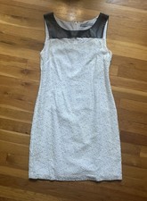 Marc New York Andrew Marc Lace Dress Size 8 Faux Leather Trim Sheath