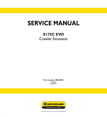 New Holland E175C EVO Crawler Excavator Service Manual Repair Shop Book