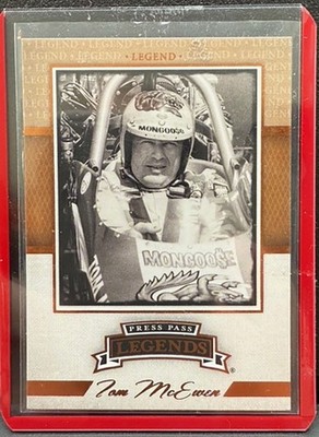 VRHTF NHRA PRESS PASS LEGENDS CARD ''TOM THE MONGOOSE MCEWEN'' EXCELLENT CONDITION
