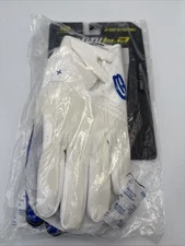 Grip Boost Stealth 6.0 Adult Pro Football Gloves. White/Blue. X-Large