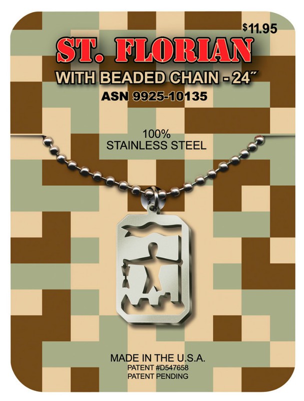 GI JEWELRY Official US MILITARY, SAINT FLORIAN Pendant Fireman EMS Patron Saint