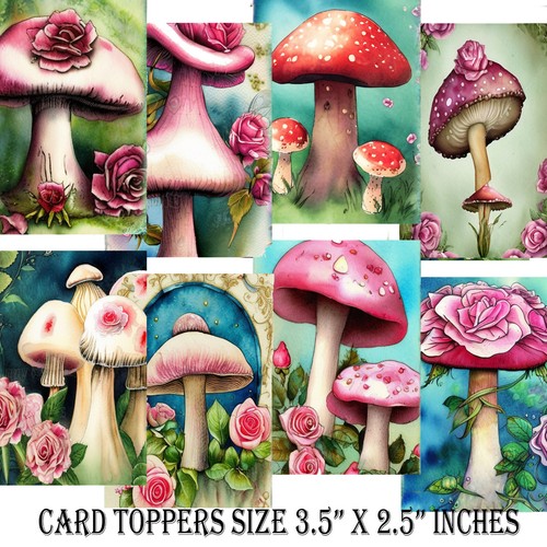 Set of 9 Fairy Mushrooms Card making Scrapbooking Card paper supplies ref2 - Picture 2 of 3