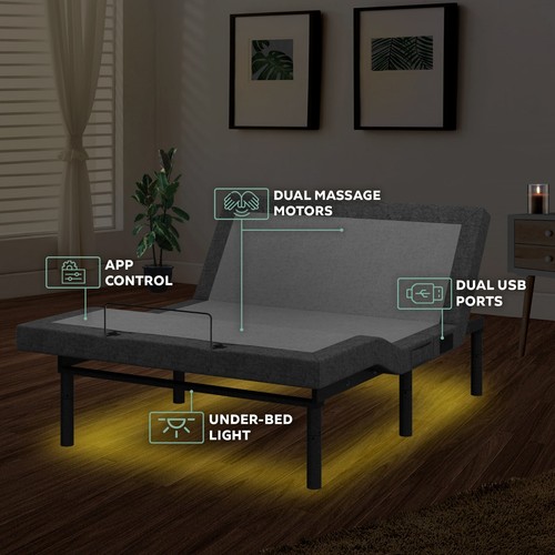Renanim Smart Adjustable Bed Base Full with 14" Mattres-USB, Light, Zero Gravity - Picture 2 of 6