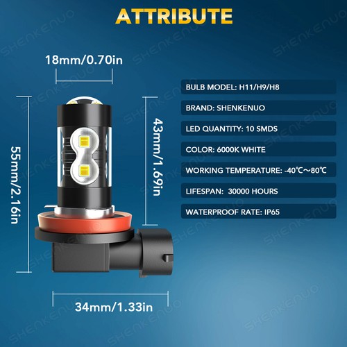 9007 H11 4 Combo LED Headlight Fog Light Bulbs 6000K For Ford Focus 2005-2007 - Picture 14 of 20