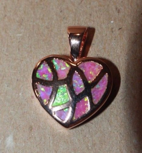 fire opal necklace pendant gemstone silver rose jewelry petite Heart Love - Picture 24 of 24