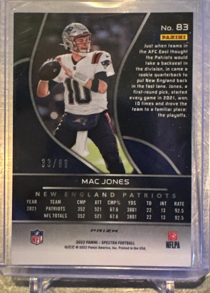 2022 Spectra Mac Jones Celestial Pulsar Prizm  33/99 SP New England Patriots - Image 2 of 3