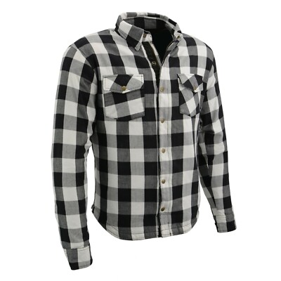 Milwaukee Leather MPM1633 Men's Armored Flannel Biker Shirt w/ Kevlar  Liner