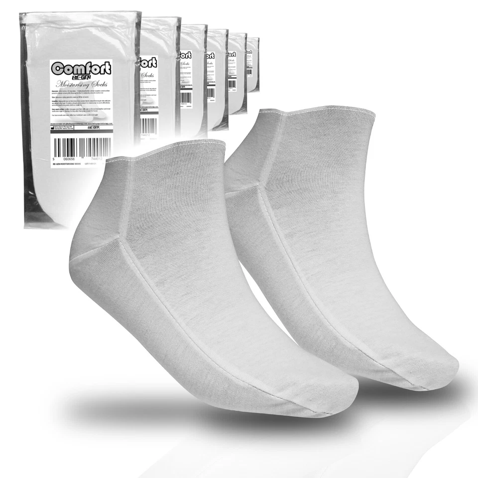 RE-GEN Comfort Moisturising Cotton Soft Cream Retainer Overnight Socks 6 Pair