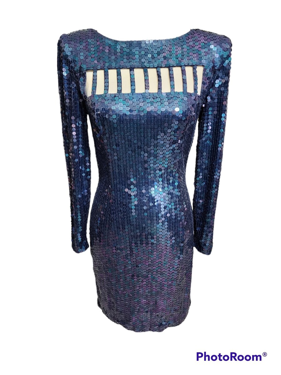 NITELINE Della Roufogali Heavy Sequined Cutout Neck 90s Cocktail