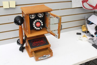 【希少】コカ・コーラ 公式 木製 レトロ調 壁掛け電話※実際につかえます。 COCA-COLA Nostalgic Wall Hanging Push Phone Retro Telephone