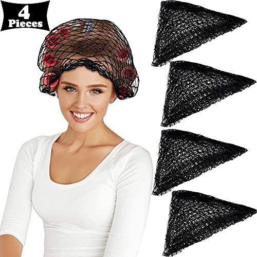 4 Pcs Women Triangle Hair Net for Rollers, Cotton Mesh Hair Setting Net - Picture 1 of 7