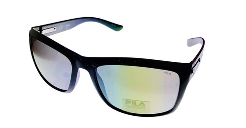 Fila Mens Black Rectangle Plastic Sunglass  Flash Lens Polarized SF9052. 700X - Bild 1 von 6