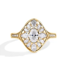 2.15ct Moissanite Bridal Ring 925 Sterling Silver Size 5-10 YG
